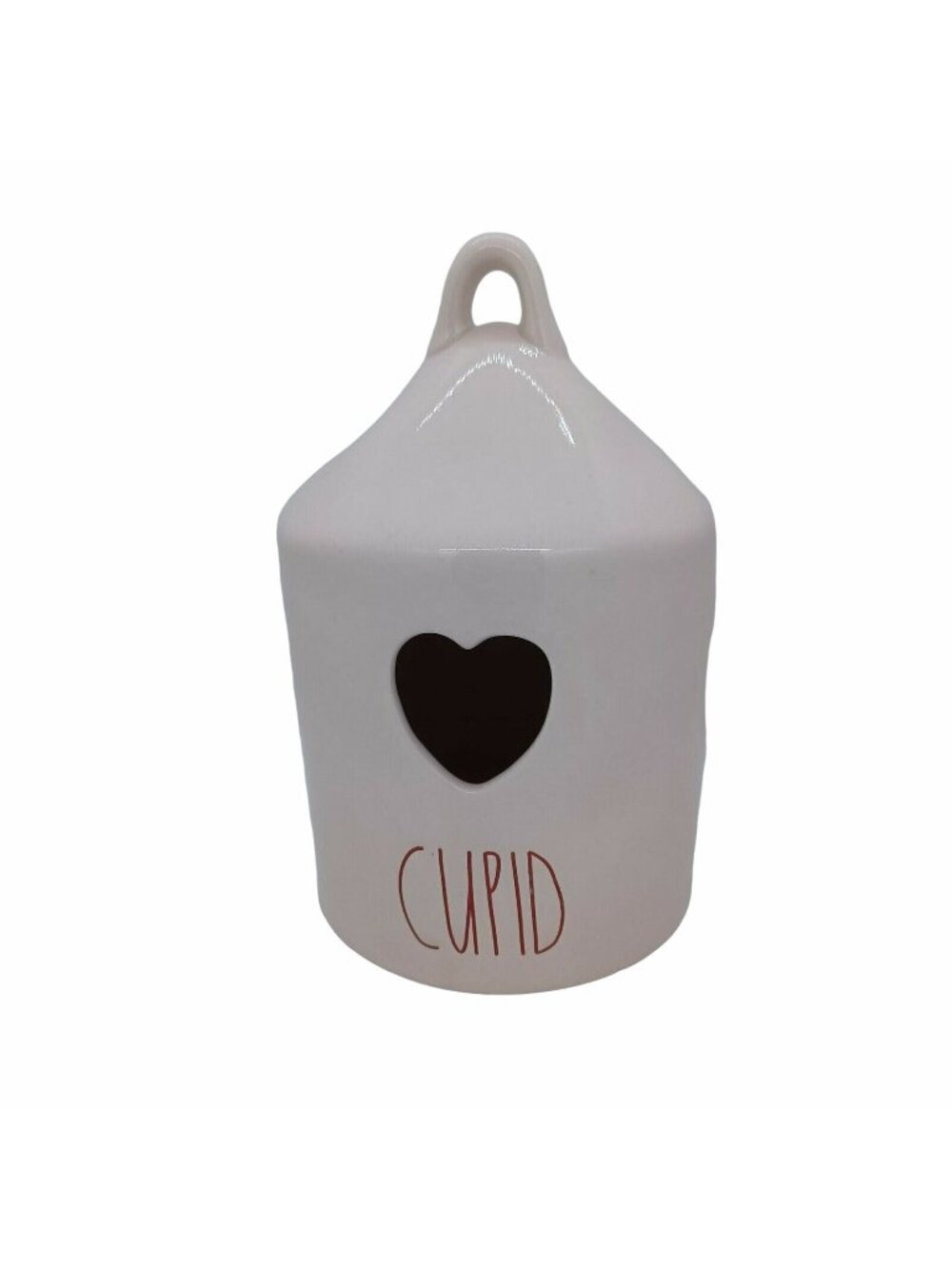 New Rae Dunn Light Pink Pottery “CUPID” Birdhouse CERAMIC WITH HEART color white